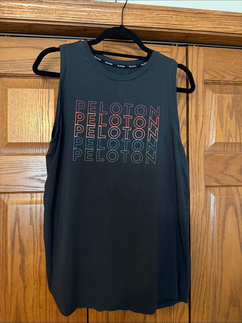 Peloton Black Tank with Rainbow Outline Logo